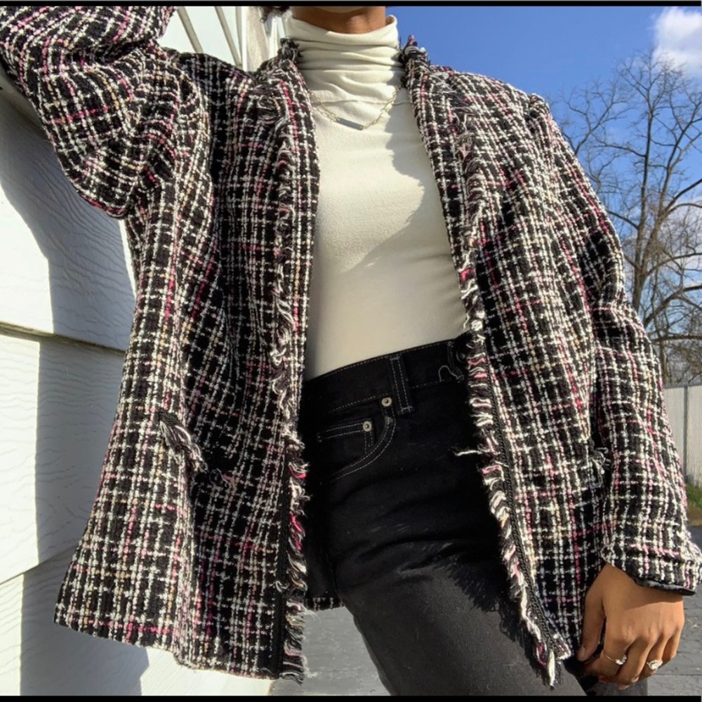 Pink Tweed Blazer Jacket